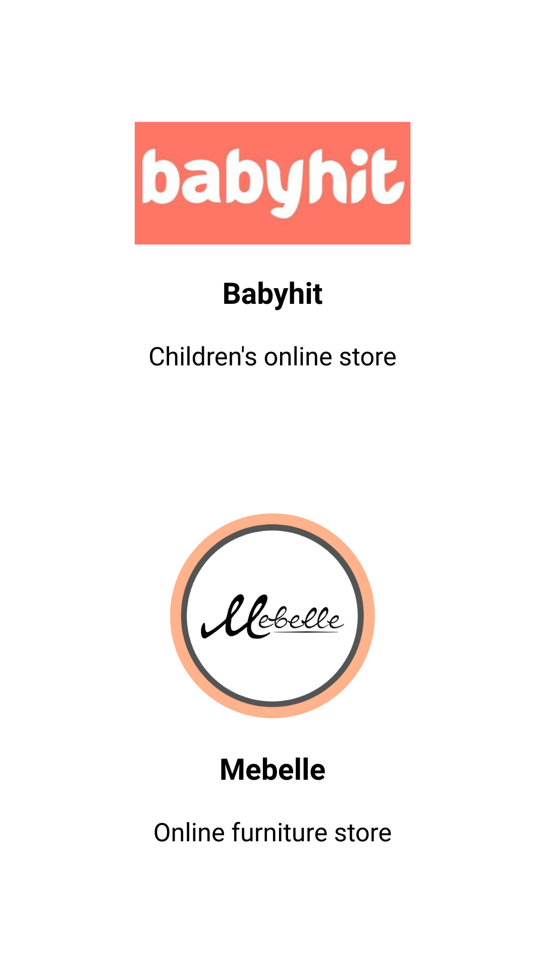 Babyhit — children's online store. Mebelle — online furniture store.